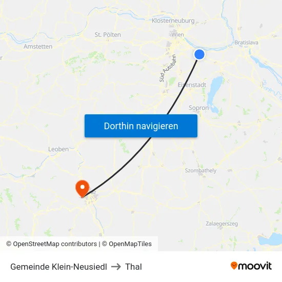 Gemeinde Klein-Neusiedl to Thal map