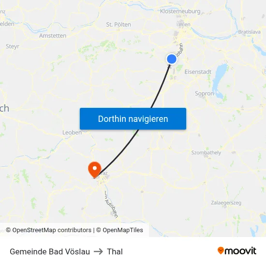 Gemeinde Bad Vöslau to Thal map