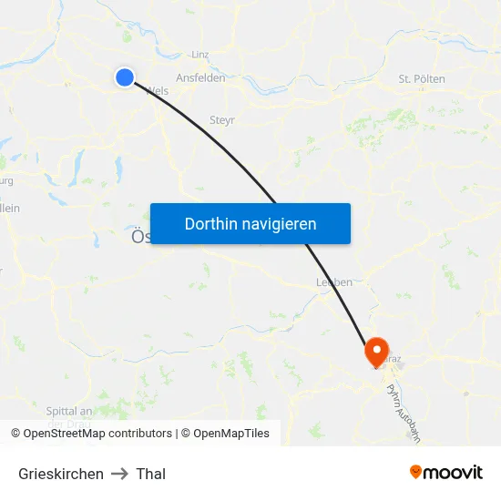 Grieskirchen to Thal map