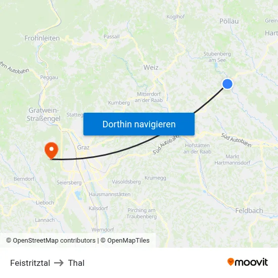 Feistritztal to Thal map
