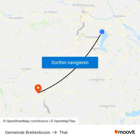 Gemeinde Breitenbrunn to Thal map