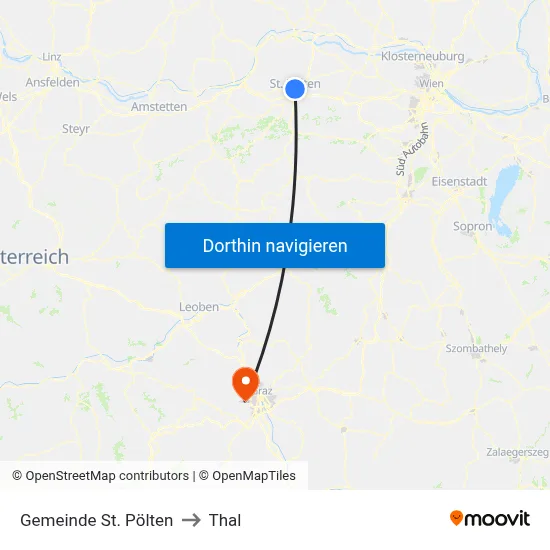 Gemeinde St. Pölten to Thal map