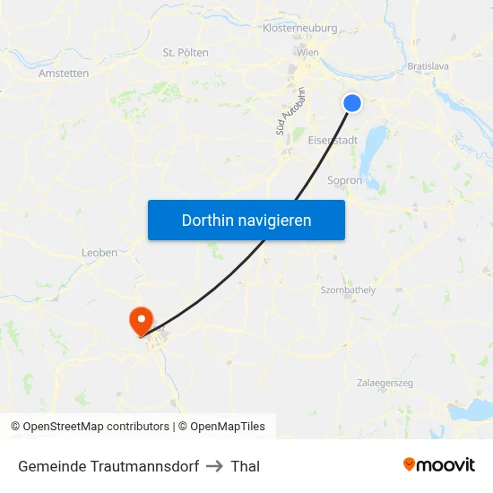 Gemeinde Trautmannsdorf to Thal map