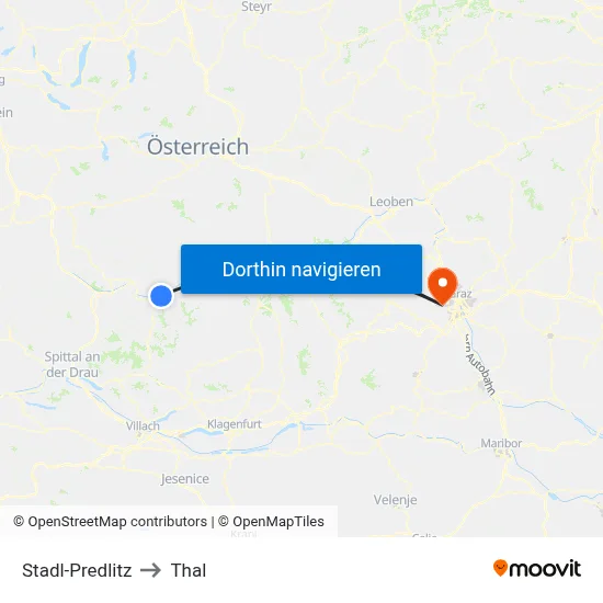 Stadl-Predlitz to Thal map