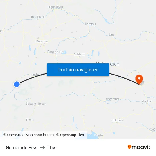 Gemeinde Fiss to Thal map