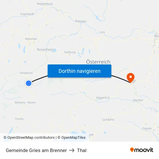 Gemeinde Gries am Brenner to Thal map
