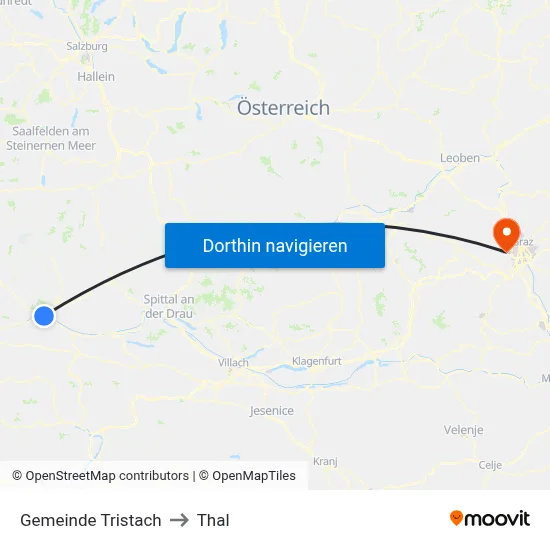 Gemeinde Tristach to Thal map