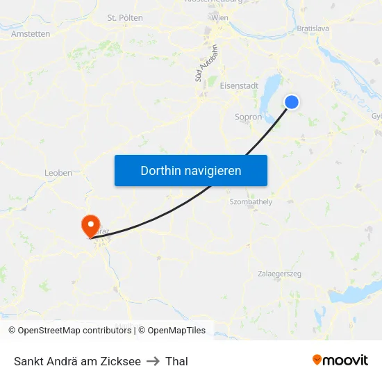 Sankt Andrä am Zicksee to Thal map