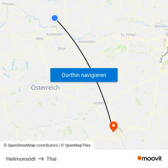 Hellmonsödt to Thal map
