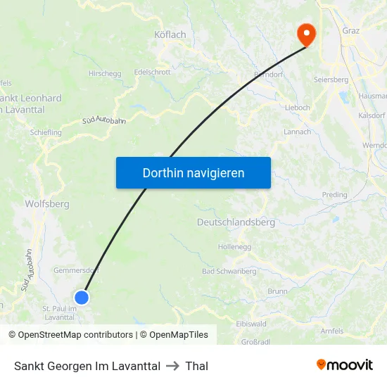 Sankt Georgen Im Lavanttal to Thal map