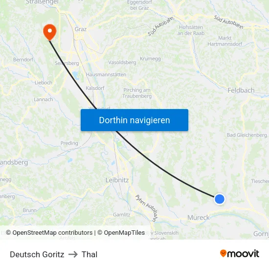Deutsch Goritz to Thal map