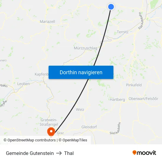 Gemeinde Gutenstein to Thal map