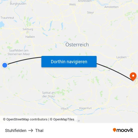 Stuhlfelden to Thal map