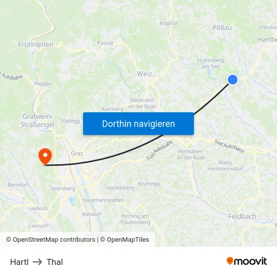 Hartl to Thal map