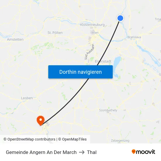 Gemeinde Angern An Der March to Thal map