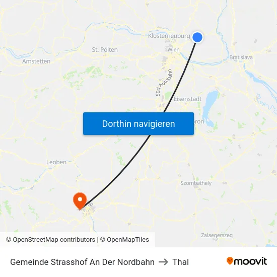 Gemeinde Strasshof An Der Nordbahn to Thal map