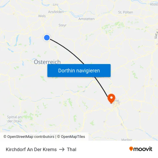 Kirchdorf An Der Krems to Thal map