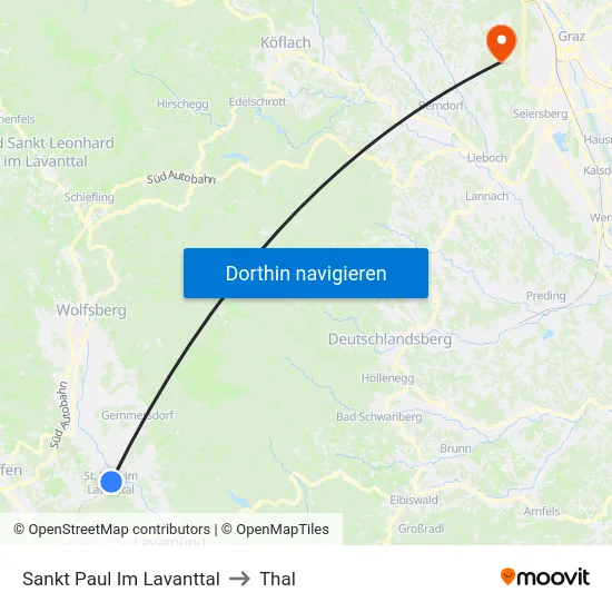 Sankt Paul Im Lavanttal to Thal map