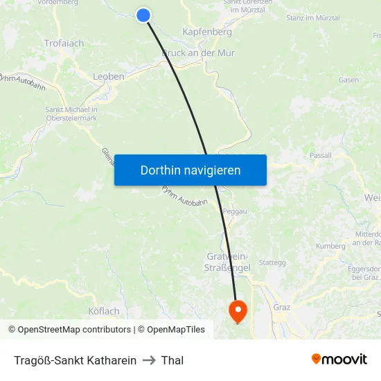 Tragöß-Sankt Katharein to Thal map