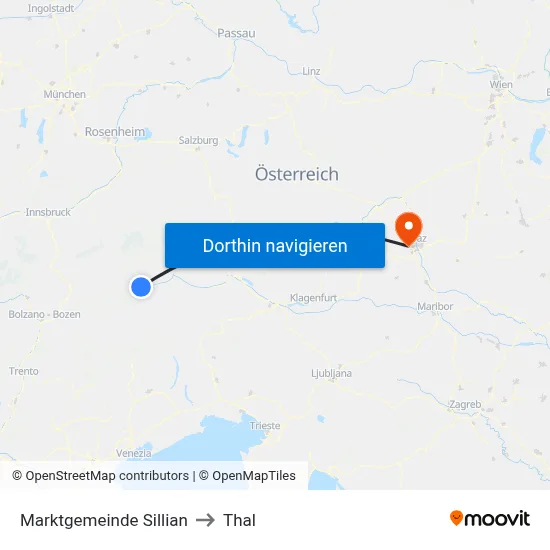 Marktgemeinde Sillian to Thal map