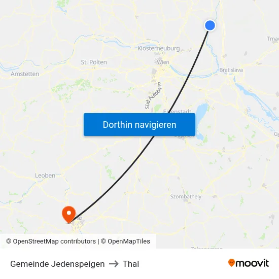 Gemeinde Jedenspeigen to Thal map