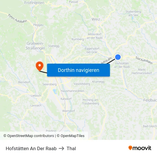Hofstätten An Der Raab to Thal map