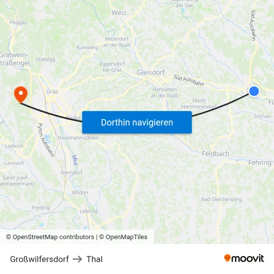 Großwilfersdorf to Thal map