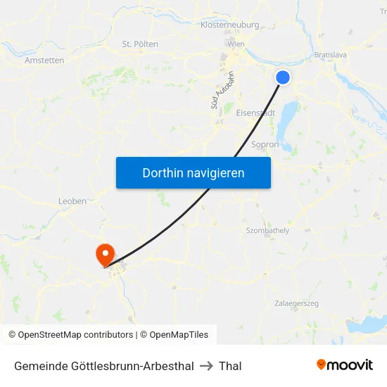Gemeinde Göttlesbrunn-Arbesthal to Thal map