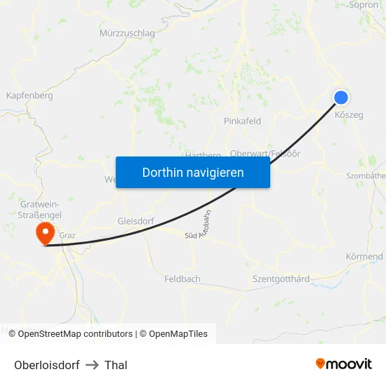 Oberloisdorf to Thal map
