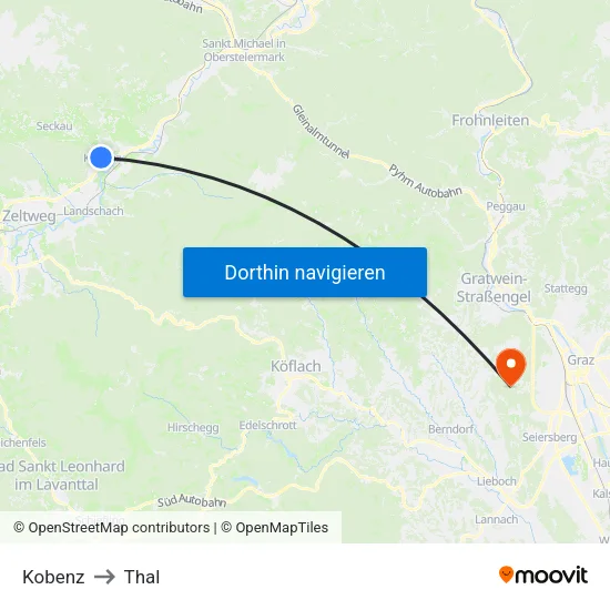 Kobenz to Thal map