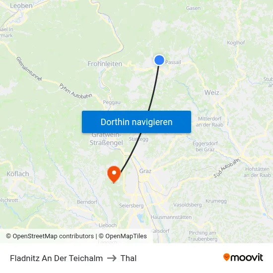Fladnitz An Der Teichalm to Thal map