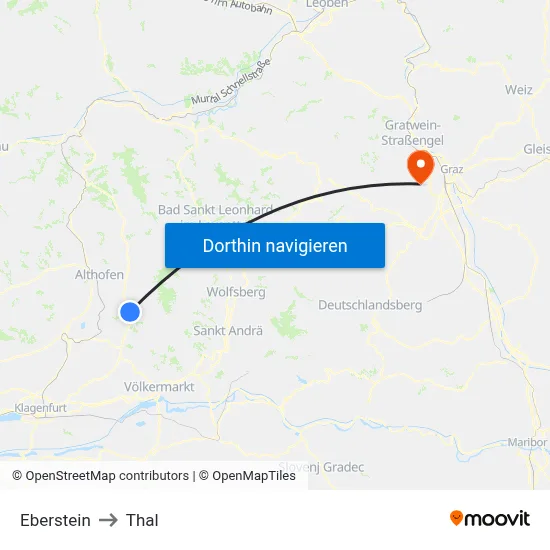 Eberstein to Thal map