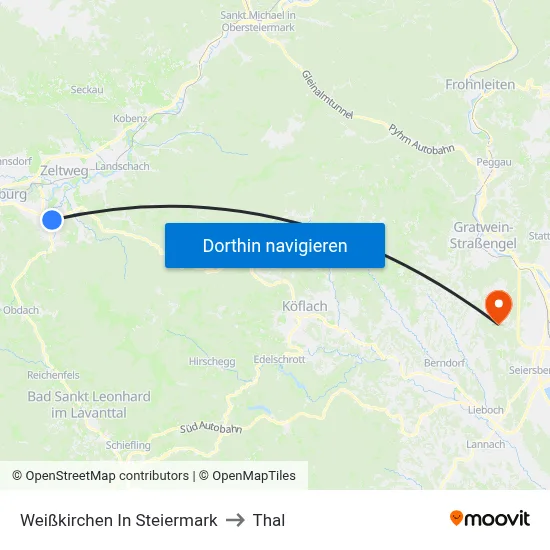 Weißkirchen In Steiermark to Thal map