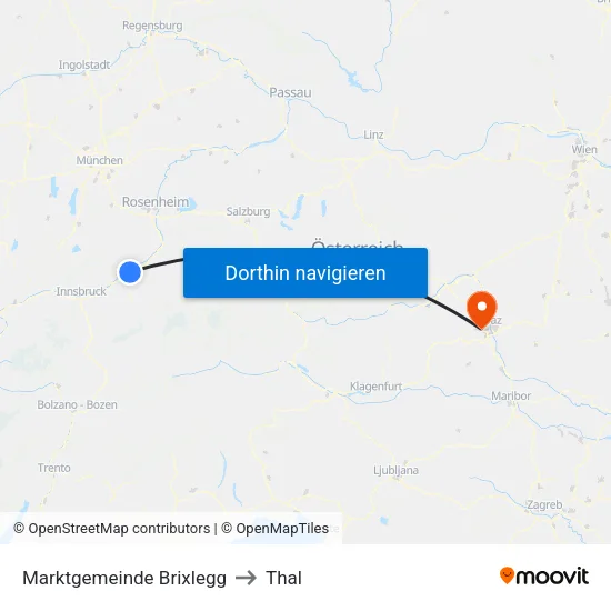 Marktgemeinde Brixlegg to Thal map