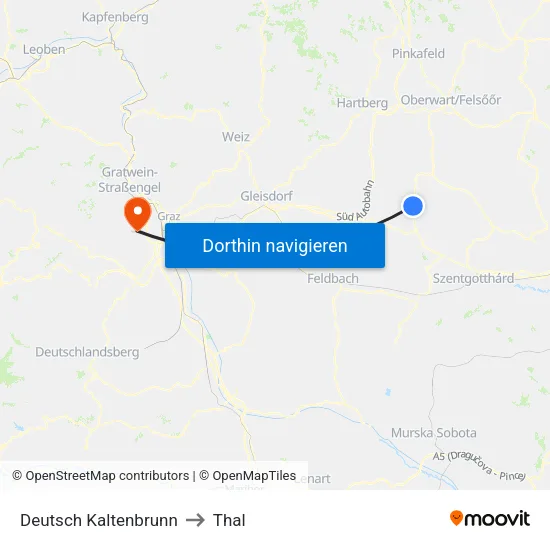 Deutsch Kaltenbrunn to Thal map