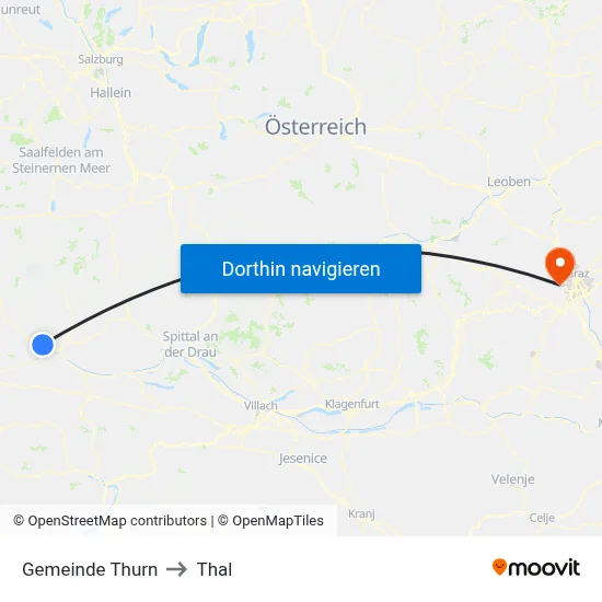 Gemeinde Thurn to Thal map