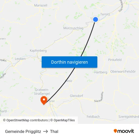 Gemeinde Prigglitz to Thal map
