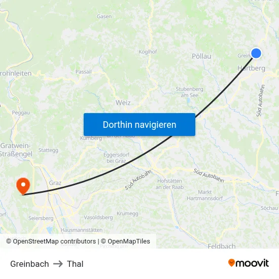 Greinbach to Thal map