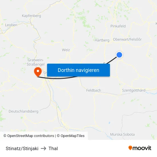 Stinatz/Stinjaki to Thal map