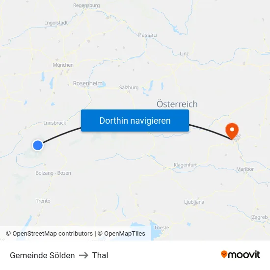 Gemeinde Sölden to Thal map