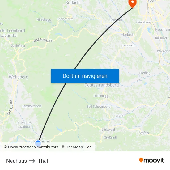 Neuhaus to Thal map