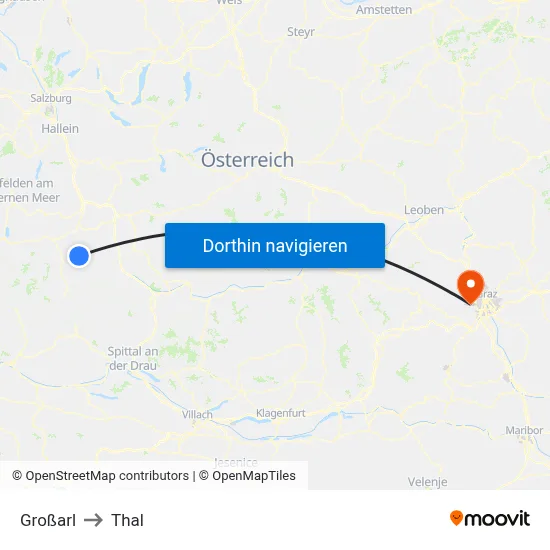 Großarl to Thal map