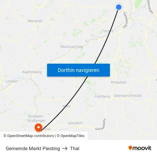 Gemeinde Markt Piesting to Thal map