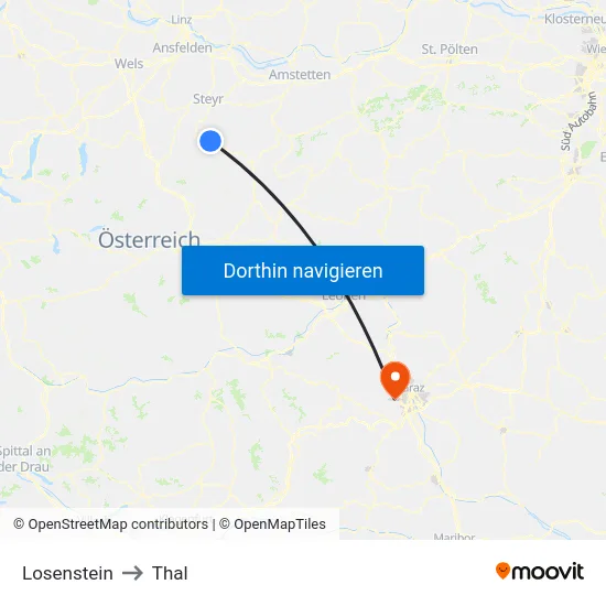 Losenstein to Thal map