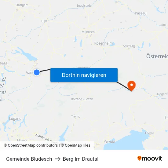 Gemeinde Bludesch to Berg Im Drautal map