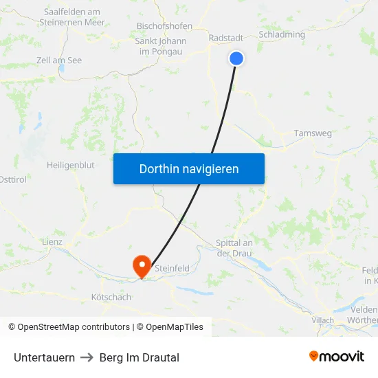 Untertauern to Berg Im Drautal map