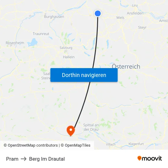 Pram to Berg Im Drautal map