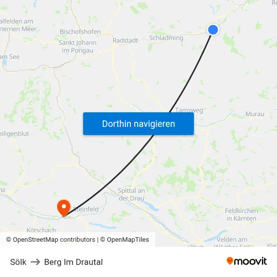 Sölk to Berg Im Drautal map