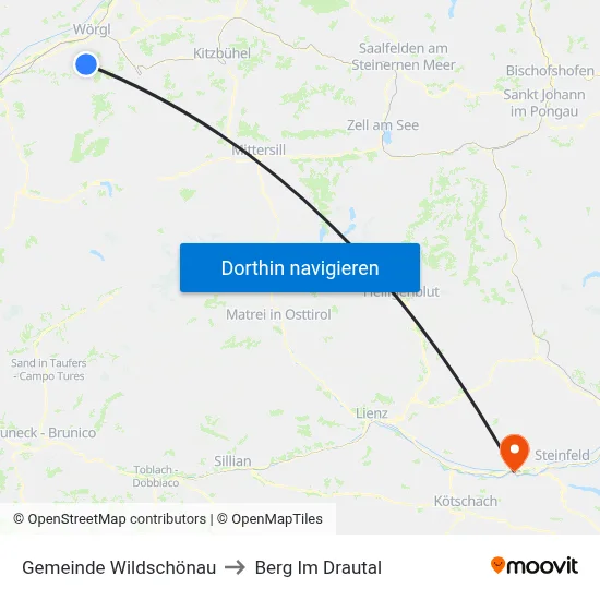Gemeinde Wildschönau to Berg Im Drautal map