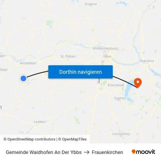 Gemeinde Waidhofen An Der Ybbs to Frauenkirchen map